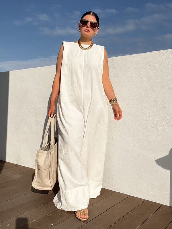 Wide-Leg Sleeveless Jumpsuit