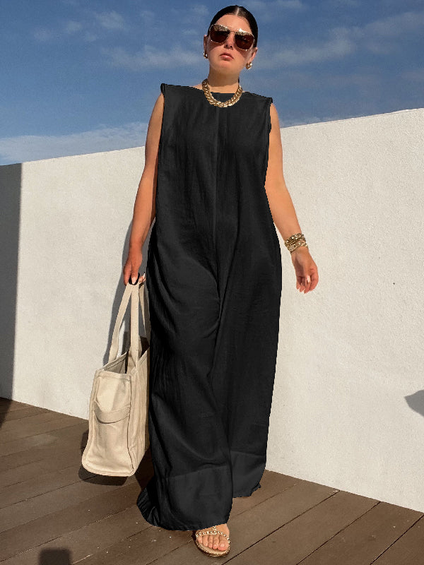 Wide-Leg Sleeveless Jumpsuit