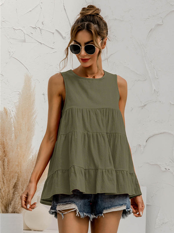 Round-Neck Sleeveless Relaxed Vest