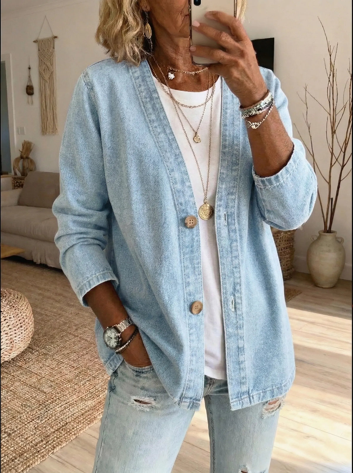 Corinne | Denim Button Coat