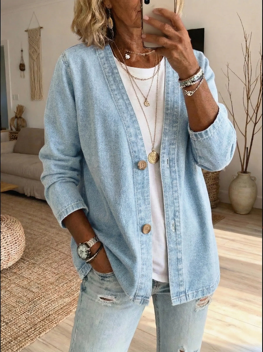 Corinne | Denim Button Coat