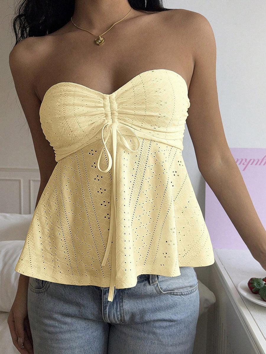 Pleated Open-Back Sleeveless Cut-Out Vest