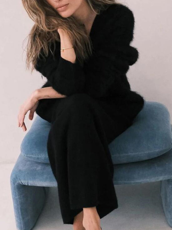 V-Neck Button-Detail Long-Sleeve Relaxed Cardigan
