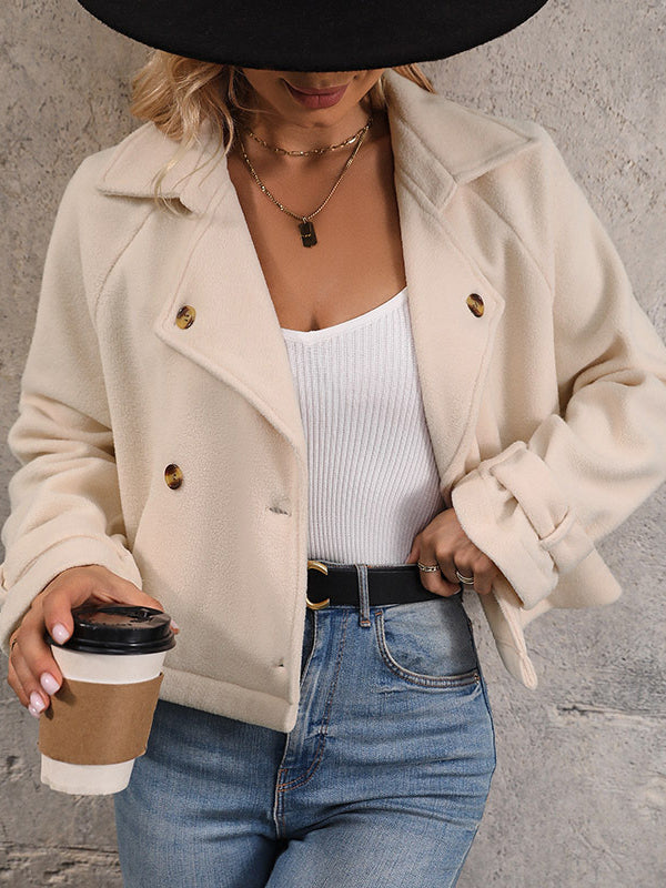 Notch-Collar Button-Detail Long-Sleeve Relaxed Jacket