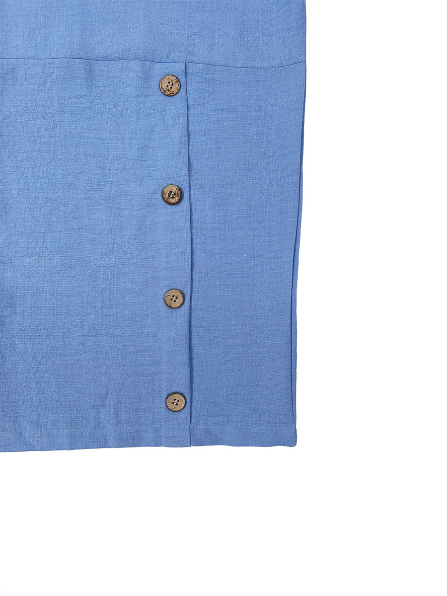 Wide-Leg Button-Detail Pocket Relaxed Pants