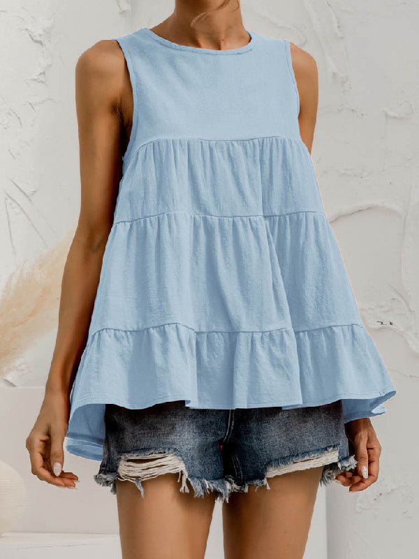 Round-Neck Sleeveless Relaxed Vest