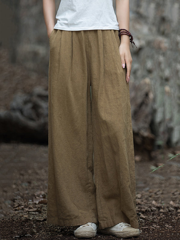 Wide-Leg Elastic Pants