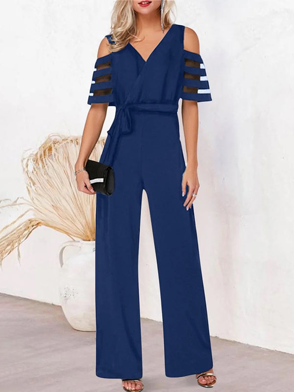 High-Waist V-Neck Cut-Out Relaxed Jumpsuit
