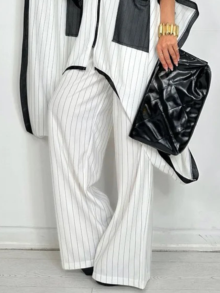 Striped Wide-Leg Relaxed Pants