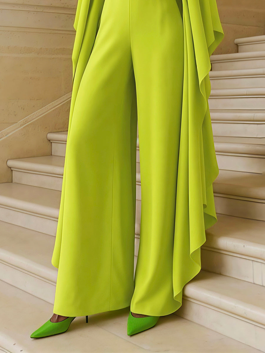 High-Waist V-Neck Pocket Jumpsuit