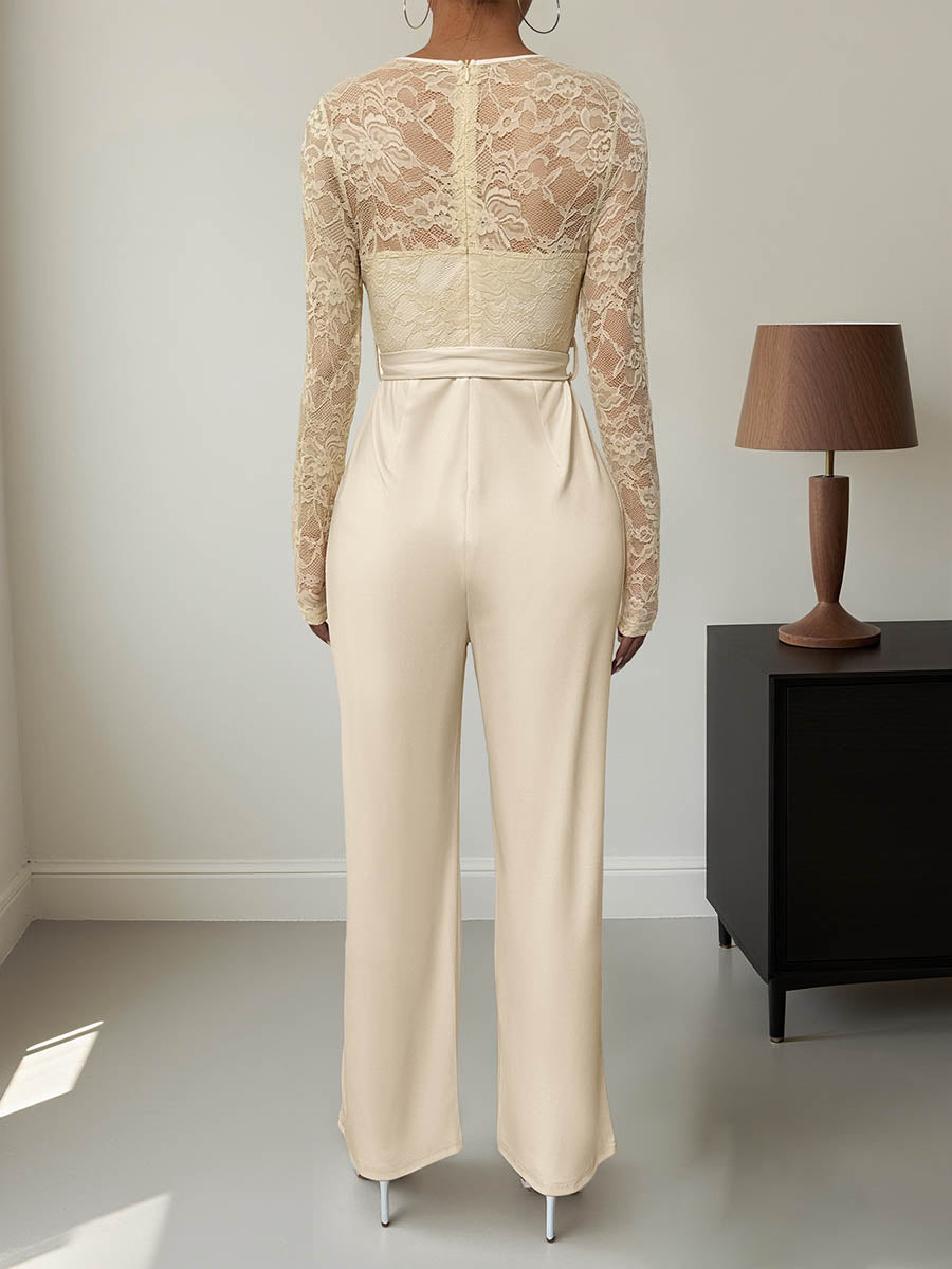 High-Waist Round-Neck Jumpsuit