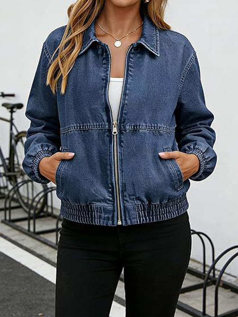 Cropped Zip Pocket Long-Sleeve Jacket