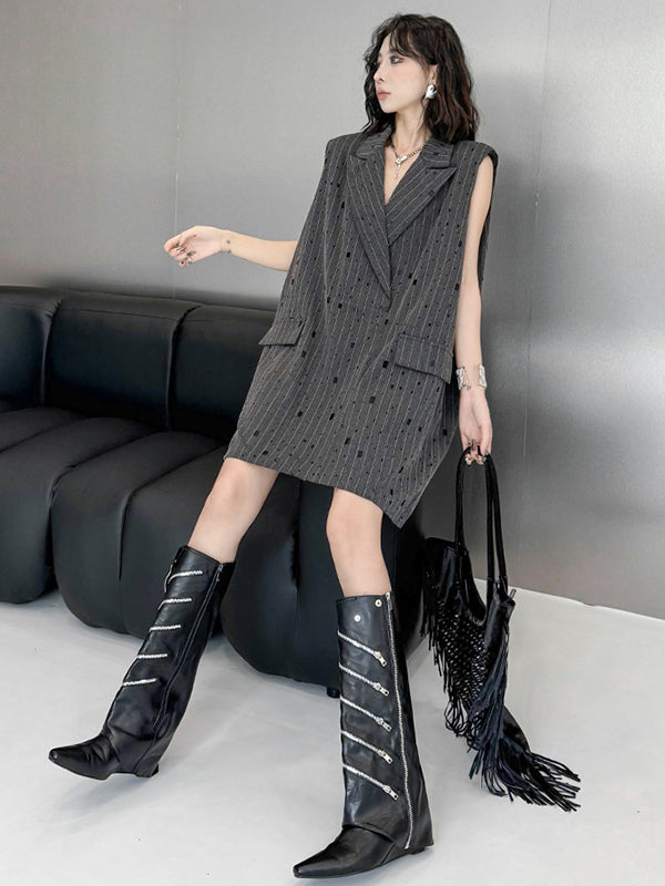Striped Sleeveless Relaxed Vest