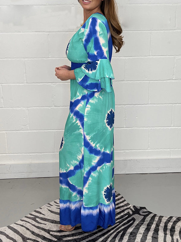 Printed V-Neck Relaxed Jumpsuit