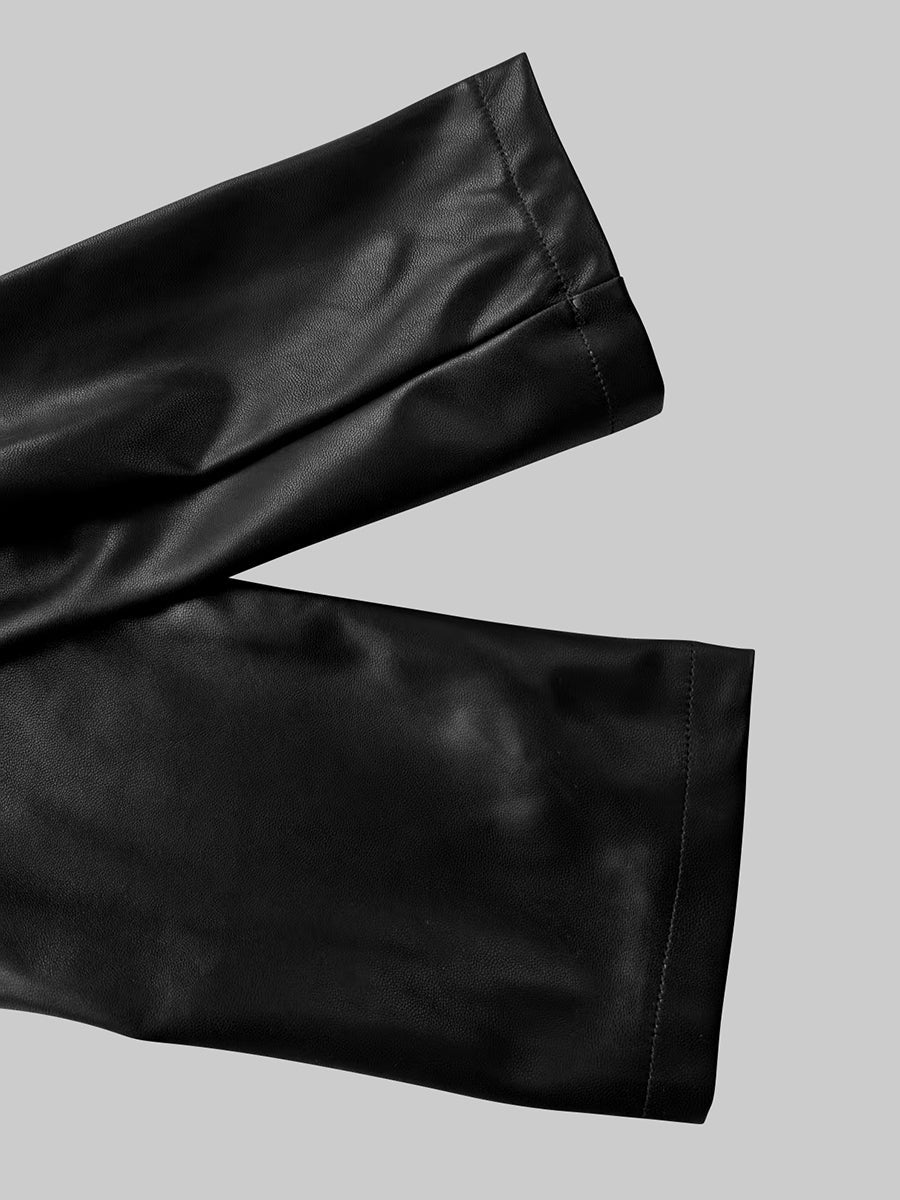 Notch-Collar Button-Detail Long-Sleeve Jacket