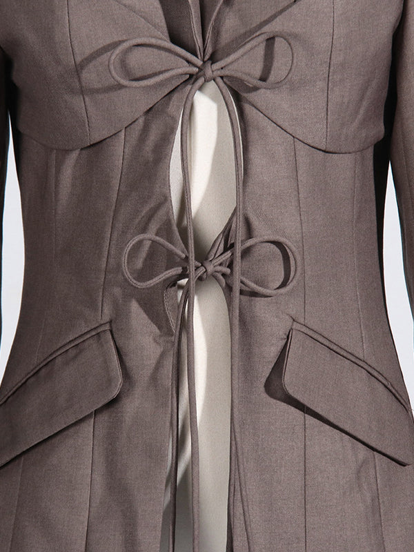 Notch-Collar Pocket Long-Sleeve Relaxed Blazer