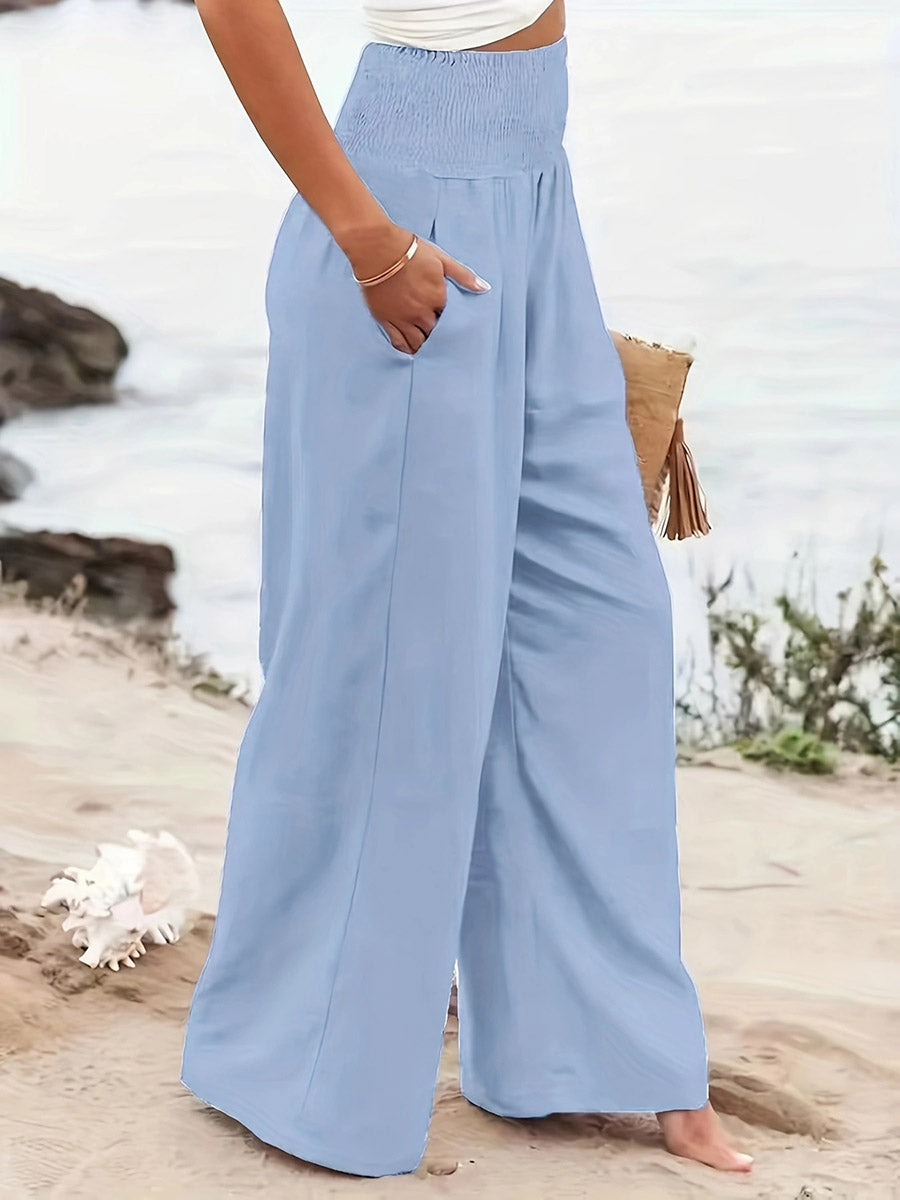 High-Waist Pleated Pocket Pants