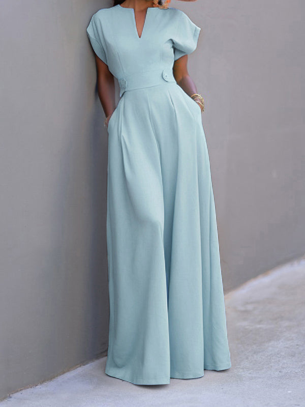 Wide-Leg Cap-Sleeve Jumpsuit