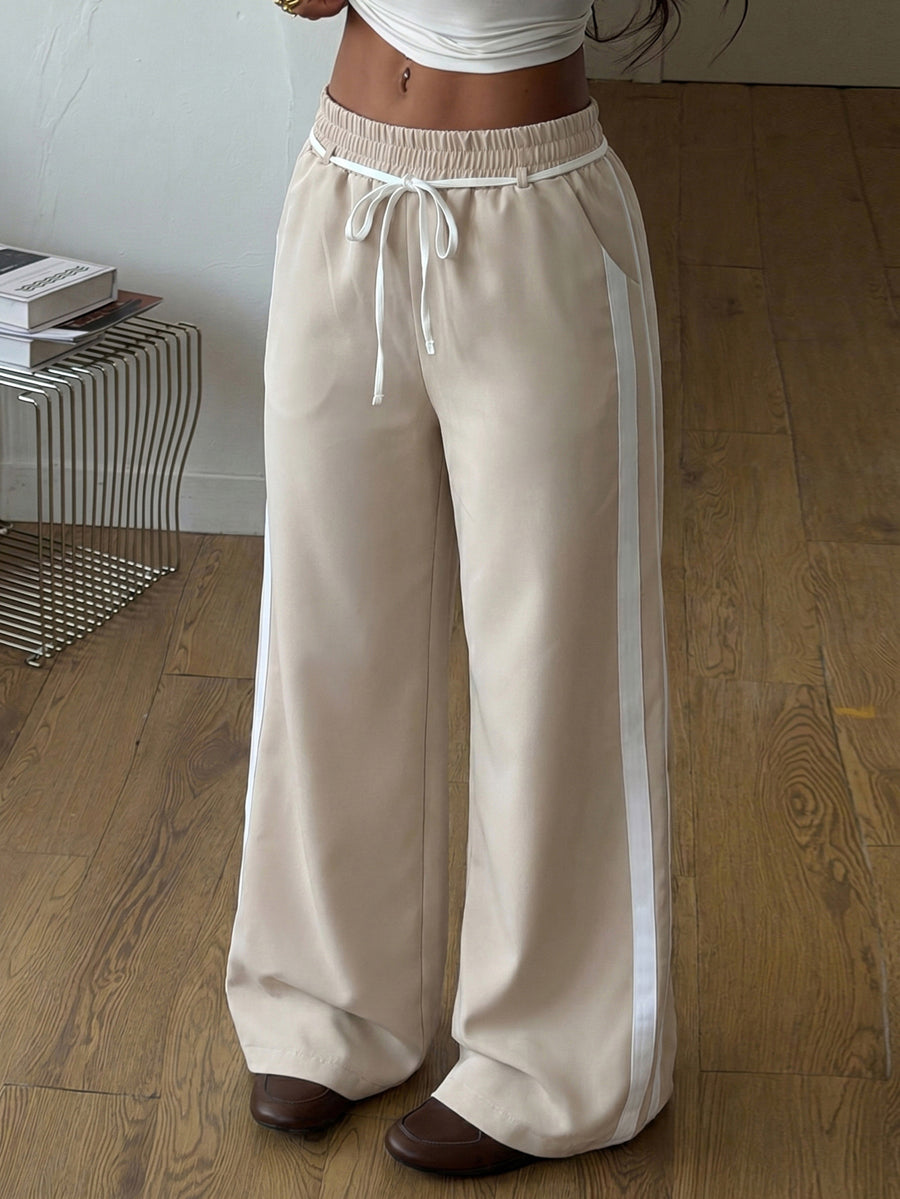 Wide-Leg Pocket Elastic Pants
