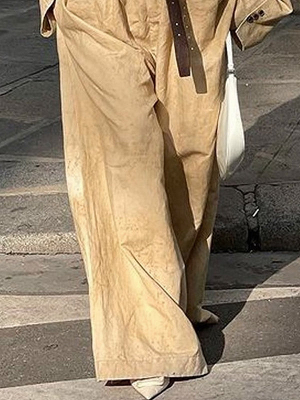 Wide-Leg Button-Detail Belted Long-Sleeve Belt