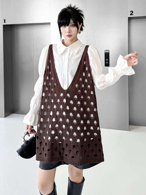 V-Neck Sleeveless Cut-Out Relaxed Vest