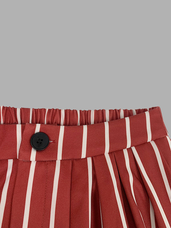Striped Wide-Leg Relaxed Pants