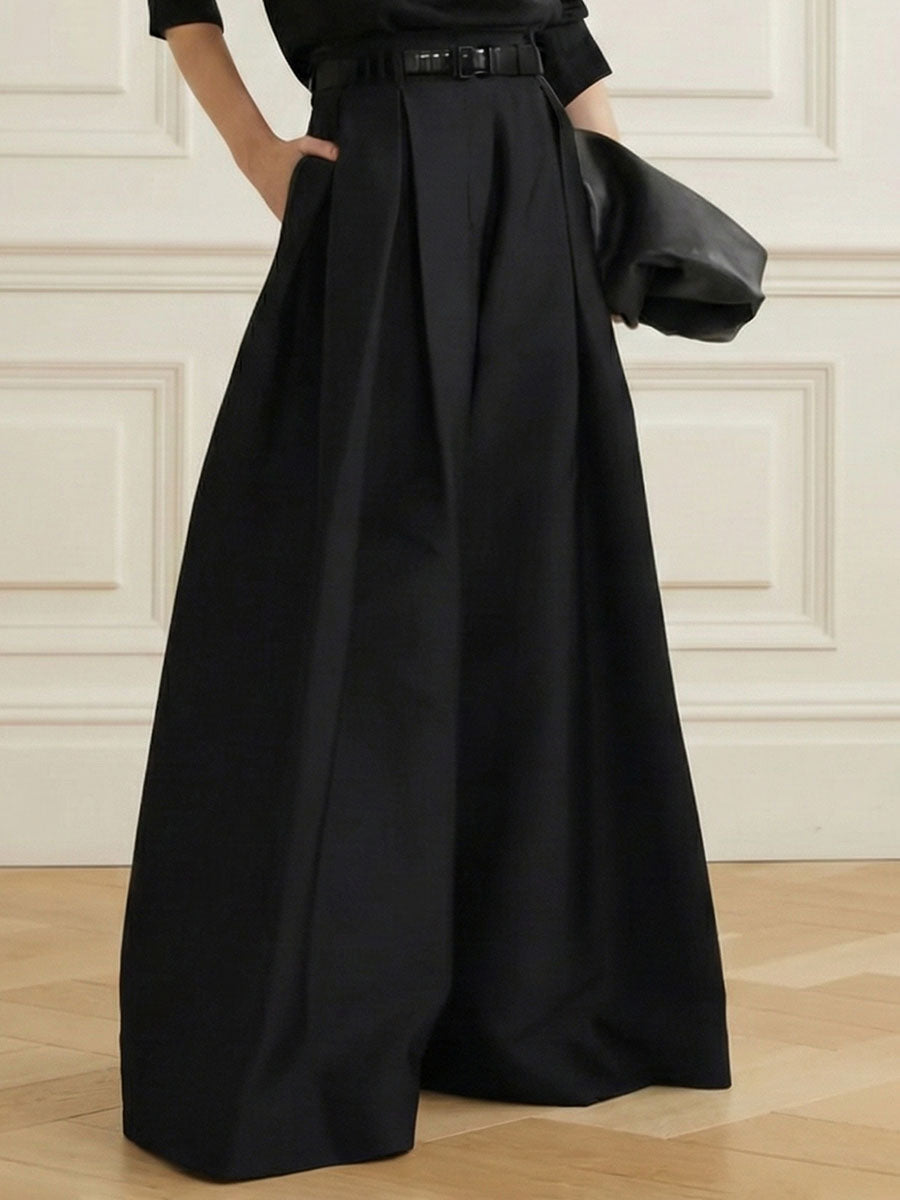 Wide-Leg Pleated Pants