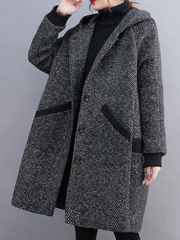 Hooded Long-Sleeve Relaxed Jacket