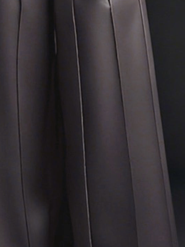 Wide-Leg High-Waist Pleated Zip Pants