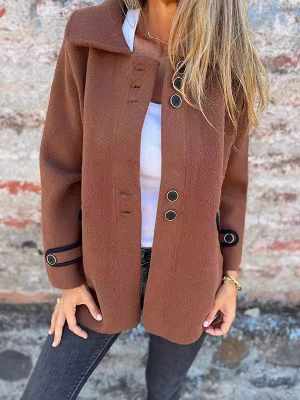 Button-Detail Long-Sleeve Relaxed Jacket