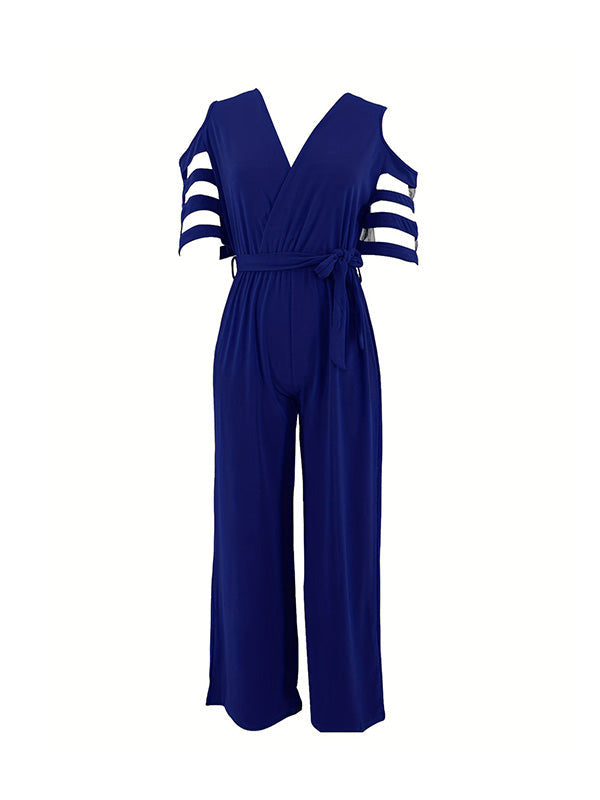 High-Waist V-Neck Cut-Out Relaxed Jumpsuit