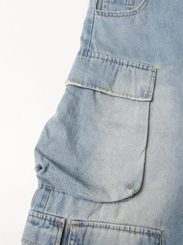 Wide-Leg High-Waist Button-Detail Pocket Jumpsuit