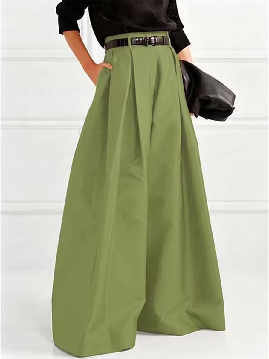 Wide-Leg Pleated Pants