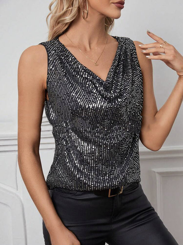 V-Neck Sleeveless Relaxed Vest