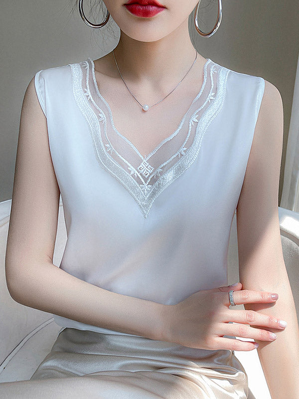V-Neck Sleeveless Relaxed Vest