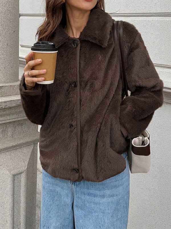 Button-Detail Pocket Long-Sleeve Relaxed Jacket