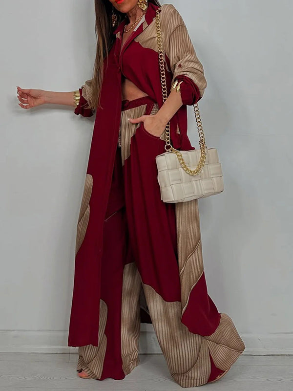 Floral Wide-Leg High-Waist Drawstring Pants