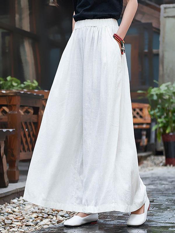 Linen Wide-Leg Relaxed Pants