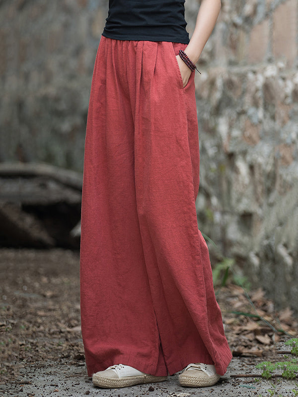 Wide-Leg Elastic Pants