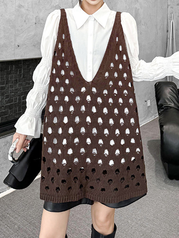 V-Neck Sleeveless Cut-Out Relaxed Vest