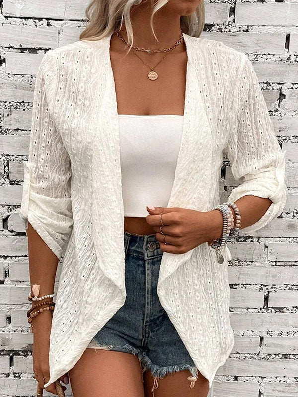 Button-Detail Long-Sleeve Cut-Out Relaxed Jacket