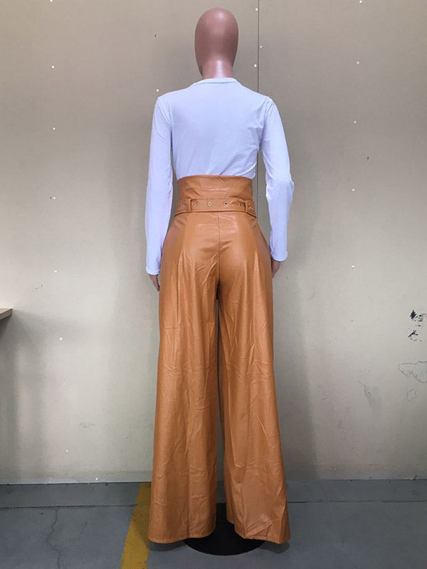 Wide-Leg High-Waist Zip Belted Belt