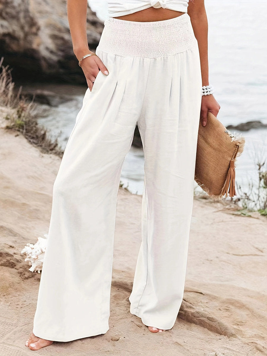 High-Waist Pleated Pocket Pants