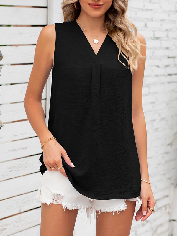 V-Neck Sleeveless Relaxed Vest
