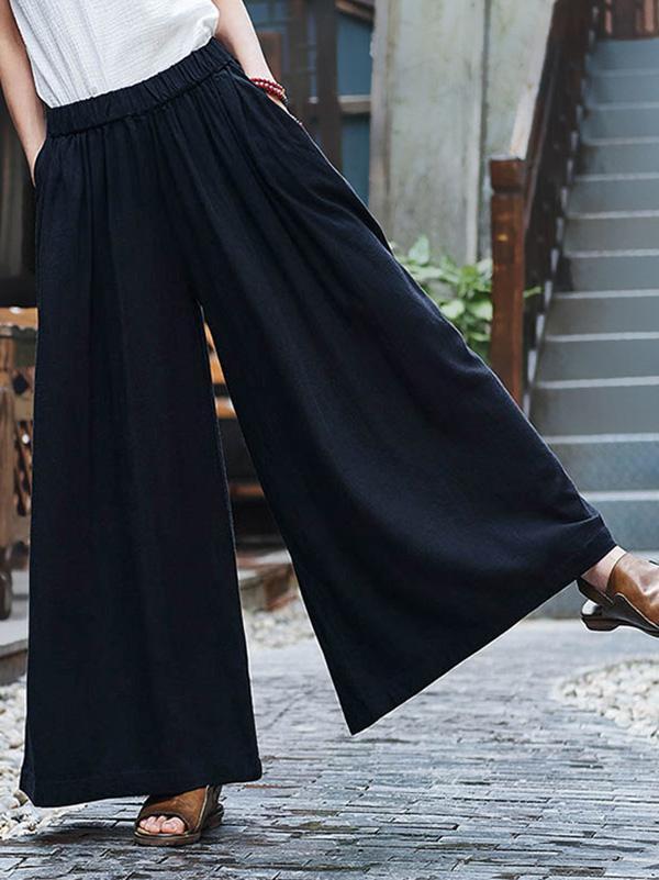Linen Wide-Leg Relaxed Pants