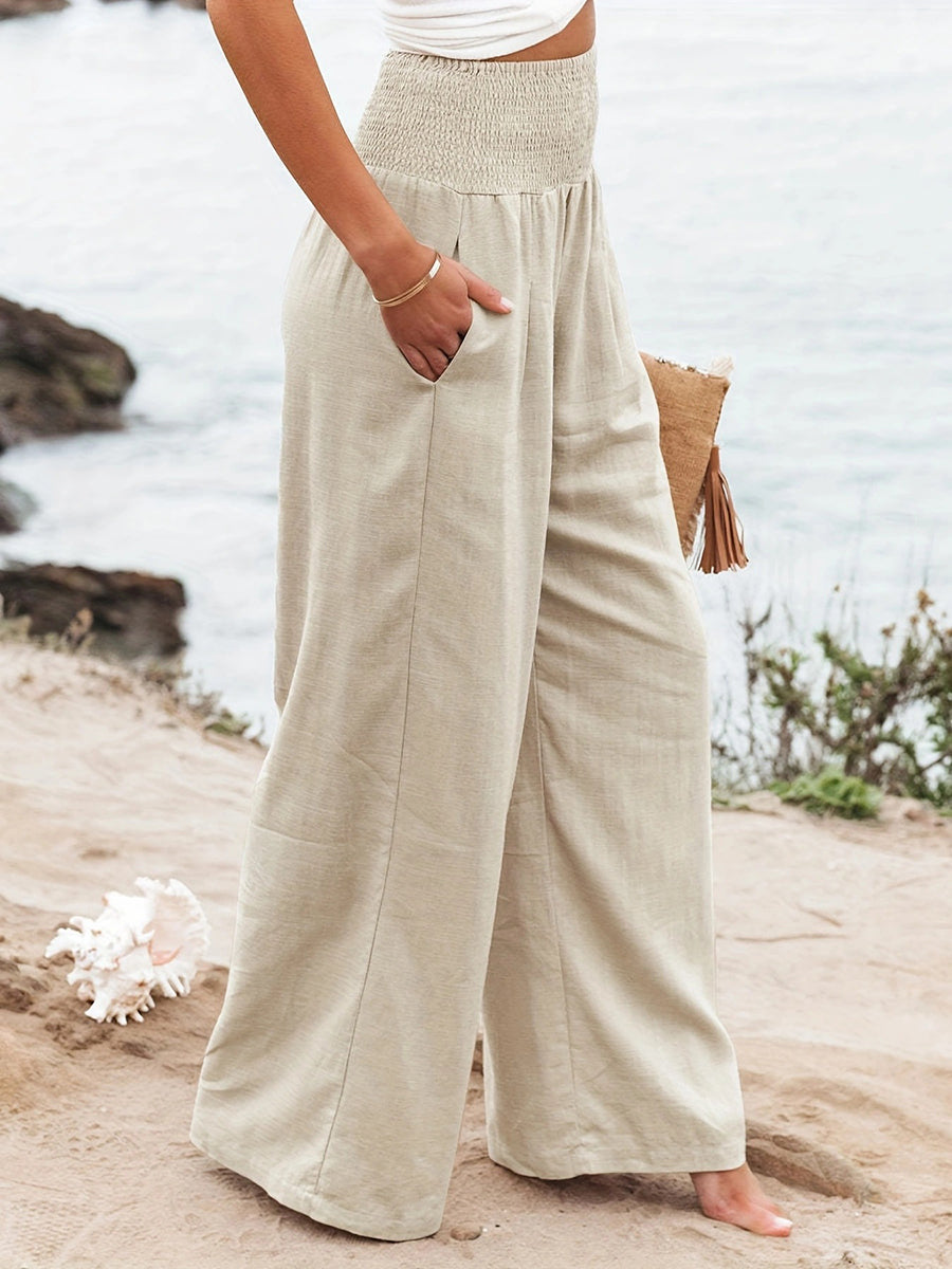 High-Waist Pleated Pocket Pants