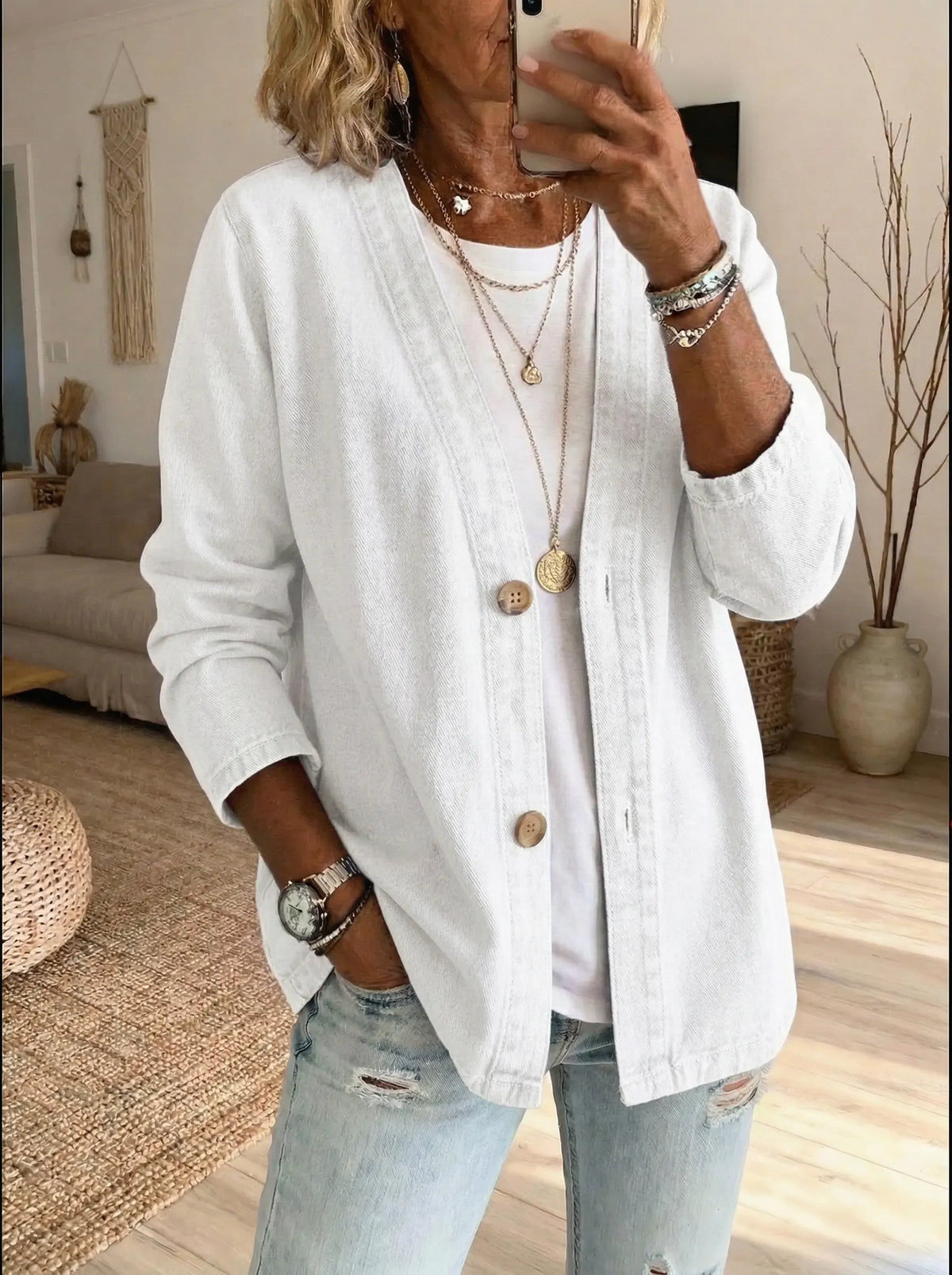 Corinne | Denim Button Coat
