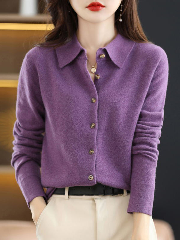 Button-Detail Long-Sleeve Relaxed Cardigan
