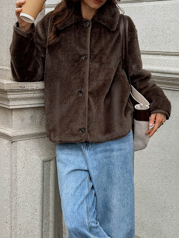 Button-Detail Pocket Long-Sleeve Relaxed Jacket