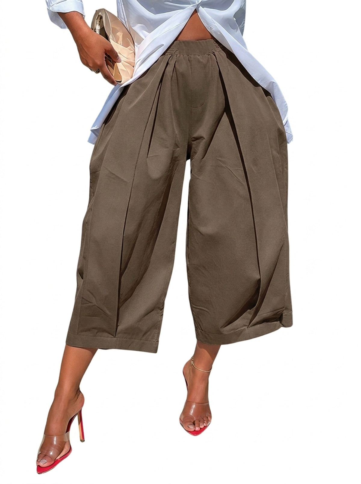 Wide-Leg Pleated Pocket Relaxed Pants